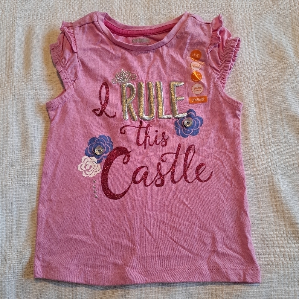 Gymboree girls 18-24 months short sleeve pink shirt, new